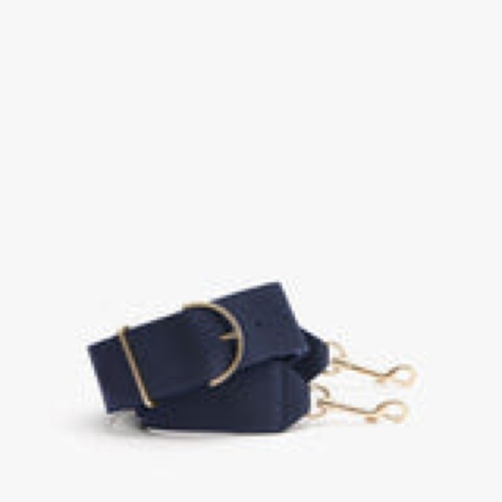 Cuyana Adjustable Wide Strap Navy Blue with Gold Hardware